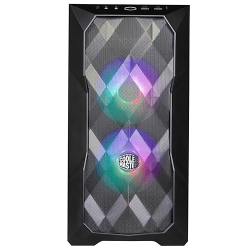 Cooler Master TD300 Mesh Micro-ATX Tower with Polygonal Mesh Front ana Removable Top Panel, ARGB/PWM Hub Tempered Glass, Dual Sickleflow PWM ARGB Lighting Fans