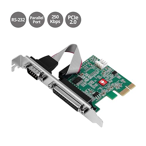 SIIG Single Serial Port/RS-232 and Single Parallel Port PCIe Card Compatible with 16C550 UART (JJ-E20311-S1)