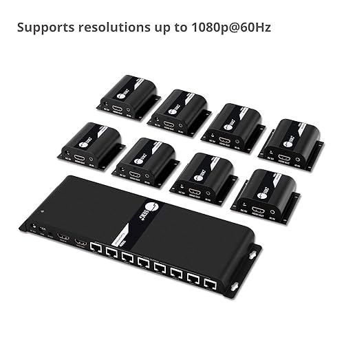 8-Port HDMI Splitter Over Cat6 Extender with IR - 40M 8 Port
