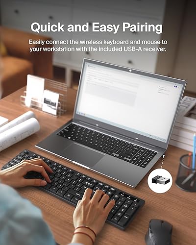 Belkin Wireless Keyboard and Mouse with USB-A Receiver - Keyboard Set w/Wireless Mouse, Ergonomic Design for Home, Office, Desk, Compatible with Laptop, PC, Windows - Batteries Included - Black