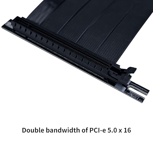 Lian Li - PCIE 5.0 Riser Cable Premium PCI-E 16X 5.0 Double Bandwidth Extender Riser Cable Length 200 mm;7.87 Inch. Compatible with PCIe 4.0, Black (PW-PCI-520X)