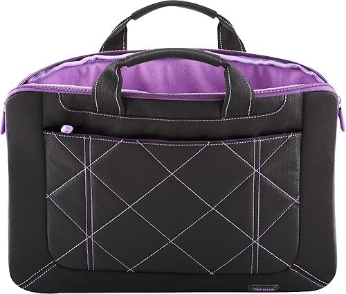 Targus 16-inch Pulse Laptop Sleeve Slipcase - for 16 Laptops, Modern Design, Plush Interior, Womans Computer Bag, Black/Purple (TSS57401US)