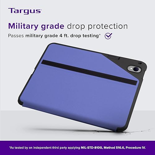Targus Click-in iPad 10th Generation Case 2022 10.9 Inch Shock Absorbing Tray Slim Protective Cover, Models A2696 A2757 A2777, Purple (THZ93207GL)