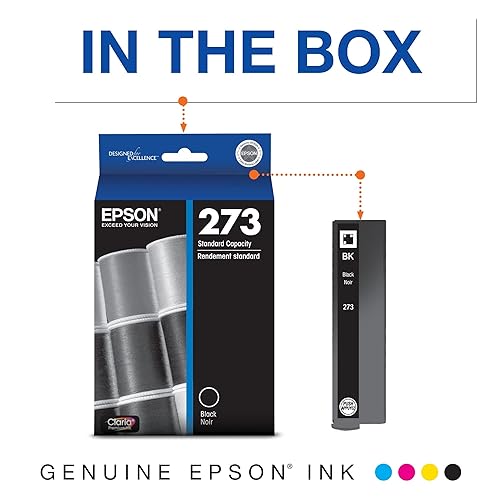 Epson T273020-S T273 Clarian Premium Black Ink Cartridge, Standard Capacity