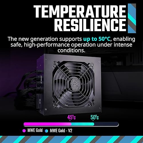 Cooler Master MWE Gold 850 V2 Fully Modular, 850W, 80+ Gold Efficiency, Quiet HDB Fan, 2 EPS Connectors, High Temperature Resilience, 5 Year Warranty, Gold v2 Gold V2 850 V2 Modular