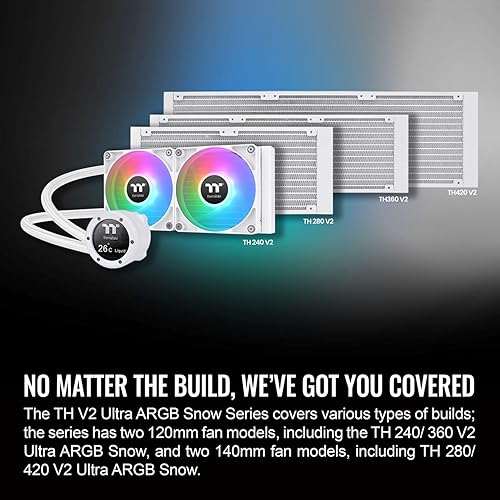 Thermaltake TH360 V2 Ultra ARGB Sync/AlO Liquid Cooler/ARGB Fan 120 * 3/PWM 500~1500rpm/Water Block 2.1 LCD/White, CL-W405-PL12SW-A