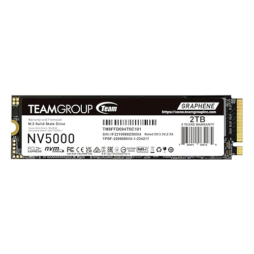 TEAMGROUP NV5000 2TB SLC Cache NVMe PCIe Gen4x4 M.2 2280 Laptop, Desktop SSD Read/Write Speed up to 5000 / 3000MB/s TM8FGM002T0C101
