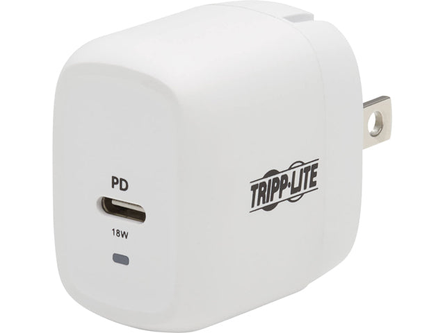 Compact USB-C Wall Charger - 18W PD Charging, GaN Technology, USB-C to Lightning Cable, White