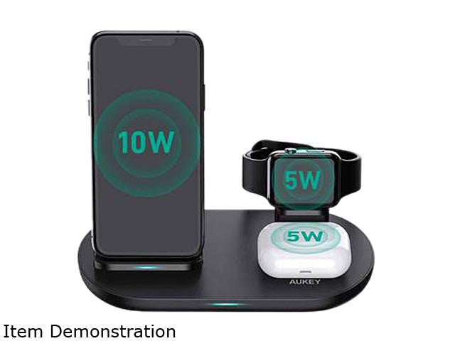 Aukey LC-A3 Black 3-in-1 Wireless Charging Station