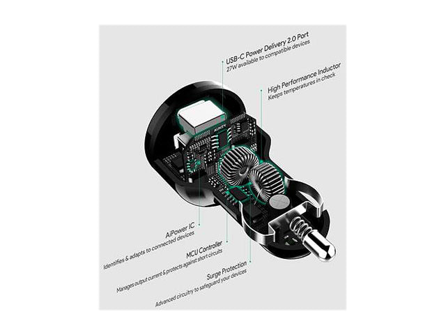 Aukey CC-Y7 Black USB-A + USB-C 39W PD Car Charger