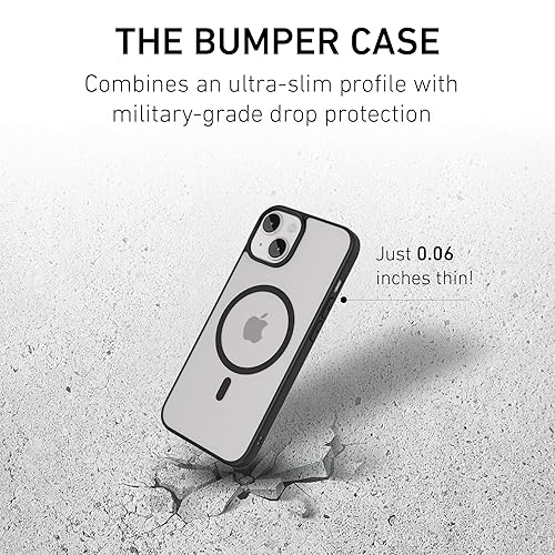 PEEL Bumper Case for iPhone 15 (Black) – Military-Grade Drop Protection, Embedded Magnet Compatible with MagSafe, Thin Minimalist Design, Branding Free – Showcases Your Device iPhone 15 Black