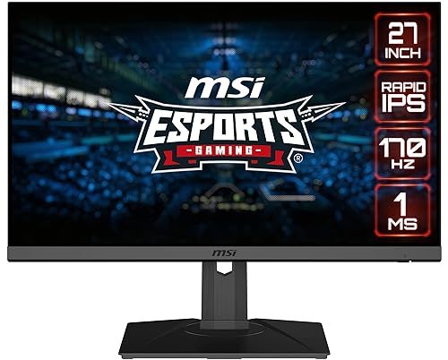 MSI G272QPF, 27" Gaming Monitor, 2560 x 1440 (QHD), Rapid IPS, 1ms, 170Hz, G-Sync Compatible, HDR Ready, HDMI, Displayport, Tilt, Swivel, Height Adjustable, Pivot