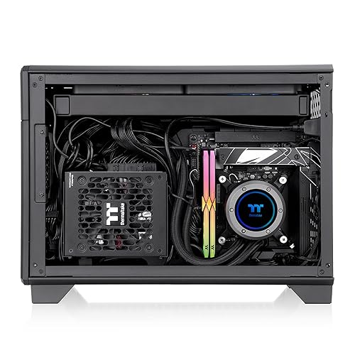 Thermaltake TR100 SFF Chassis; mITX Support; 18.9 Liters; PCIe 4.0 Riser Cable Included; 360mm GPU Clearance; 280mm Radiator Support; Removable PCIe Bracket; Black; CA-11A-00S1NN-00