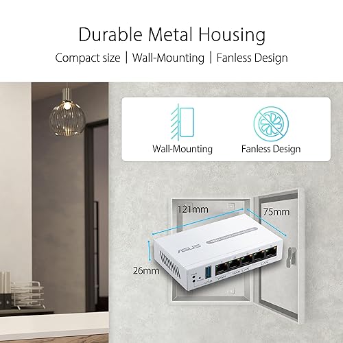 ASUS ExpertWiFi EBG15 Gigabit VPN Wired Router, up to 3 WAN ethernet Ports + 1 USB WAN, IPS Intrusion Prevention, Layer 7 Firewall, Commercial-Grade Network Security