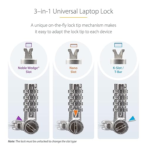 StarTech.com 25-Pack Universal Laptop Lock 6.6ft (2m), Serialized Security Cable, Compatible with Noble Wedge/Nano/K-Slot Adjustable Serialized Combination