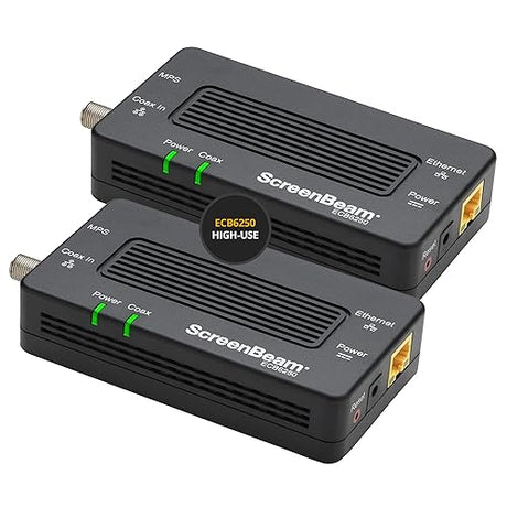 ScreenBeam MoCA 2.5 Network Adapter for Higher Speed Internet, Ethernet Over Coax - Starter Kit (Model: ECB6250K02) MoCA 2.5 - 1 GBPS (Starter Kit) Adapter