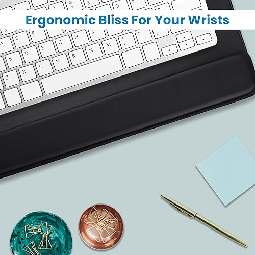 OTM Essentials 22 Foam Keyboard Wrist Rest, Non-Slip Base, Lycra Exterior, Foam Padding Interior, Optimum Wrist Support, Durable Wrist Pad, 1.5H x 23.5W x 4.45D, Black