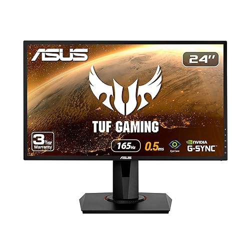 Asus VG248QG 24” G-Sync Compatible Gaming Monitor 165Hz Full HD 1080p 0.5ms DP HDMI DVI Eye Care , Black 24" 0.5ms 165Hz G-SYNC