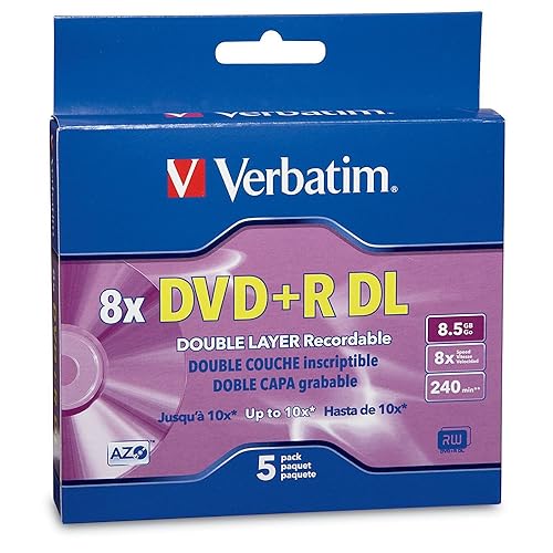 Verbatim DVD+R DL 8.5GB 8X With Branded Surface - 5pk Jewel Case Box