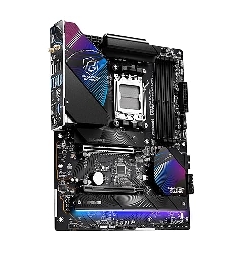 ASRock Phantom Gaming X870 Riptide WiFi 7 AMD Ryzen Socket AM5 ATX Motherboard DDR5 DIMMs 8000 MHz 256 GB USB4 M.2 SATA3 6.0 Gb/s