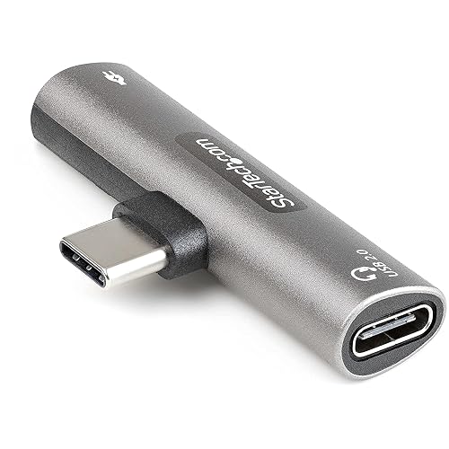 StarTech.com USB C Audio & Charge Adapter - USB-C Audio Adapter w/USB-C Audio Headphone/Headset Port and 60W USB Type-C Power Delivery Pass-Through Charger - for USB-C Phone/Tablet/Laptop (CDP2CAPDM)