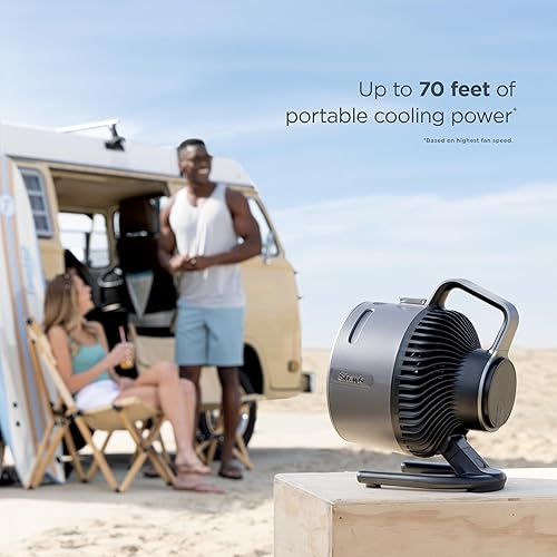 Shark FlexBreeze HydroGo Fan — Ultra-powerful portable fan that mists indoors & outdoors. Over 70 feet of reach, corded & cordless with up to 12-hr. battery, 5 speeds, & evaporative misting, Grey