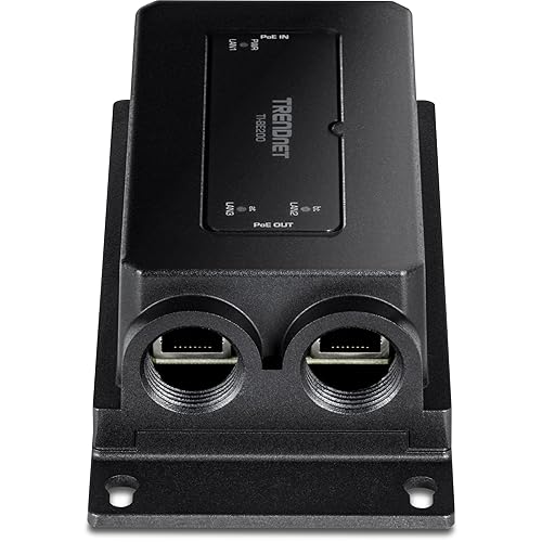 TRENDnet 2-Port Industrial Outdoor Gigabit PoE++ Extender, Hardened IP67 Extreme Temperature Rated Housing, Extends PoE++ Connection up to 200m (656 ft.) for up to 2 Devices, Black, TI-BE200