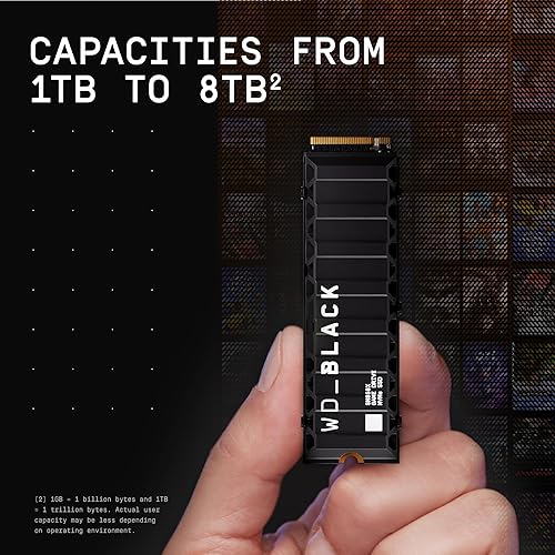 WD_BLACK 4TB SN850X NVMe Internal Gaming Solid State Drive with Heatsink - Works with PlayStation 5, Gen4 PCIe, M.2 2280, Up to 7,300 MB/s - WDS400T2XHE 4TB SSD w/ Heatsink