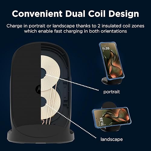 Motorola TurboPower 15W Qi Wireless Stand + 33W Charger + Cable - for Moto G Power 2024/2025, G Stylus 2024/2025, Edge 2023/2024/2025, Razr/Razr Plus 2023/2024/2025, Razr Ultra Stand + Charger