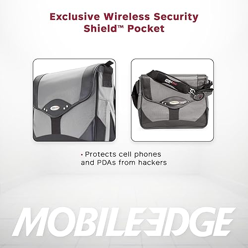 Mobile Edge Premium Laptop Messenger Bag for Men and Women, Travel, Fits Up To 15.4 Inch PCs and Compatible with MacBook 17 Inch, Silver, MEMP02 Black/Silver