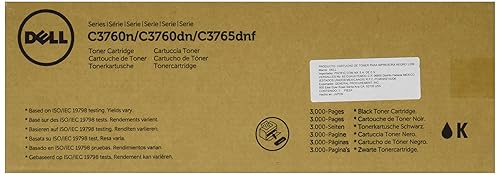 Dell KT6FG Toner Cartridge C3760N/C3760DN/C3765DNF Color Laser Printer, Black, 1 Size