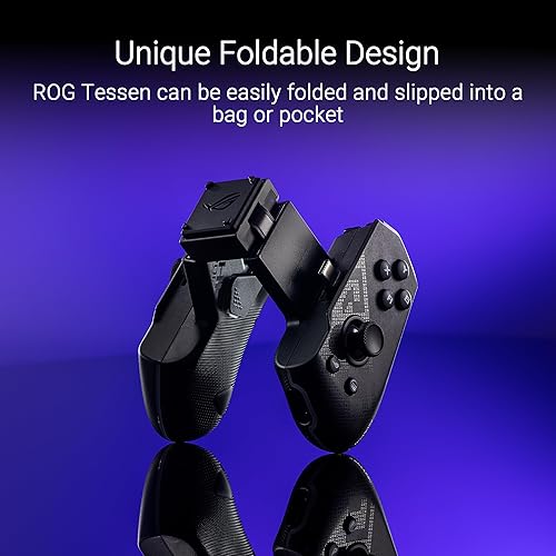 ASUS Mobile Gaming Controller for ROG Tessen/Android/Up to 7 inch, Thickness 7-14.5mm Smartphone-Mountable, Foldable Design, USB-C Connection, Button Remap, Pass-Through Charging, Authorized Dealer