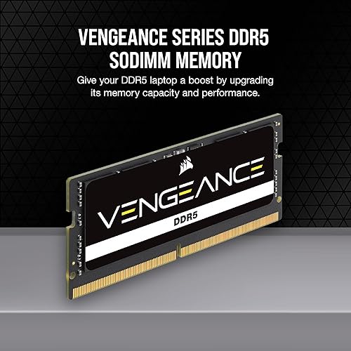 CORSAIR Vengeance SODIMM DDR5 RAM 16GB (1x16GB) 4800MHz CL40-40-40-77 1.1V Intel AMD Laptop Notebook Memory - Black (CMSX16GX5M1A4800C40) 4800MHz 16GB (1x16GB)