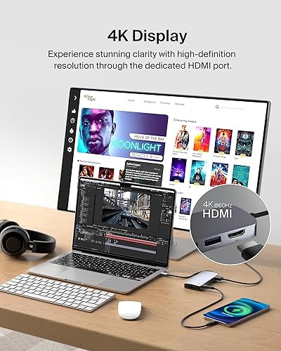 Belkin 7-in-1 USB-C Ethernet Hub USB-C PD 60W 4K HDMI SD Card USB for iPad/iPad Pro/iPad Mini/MacBook/MacBook Pro/MacBook Air/Windows/Surface/Chromebook AVC008fqSGY-V2