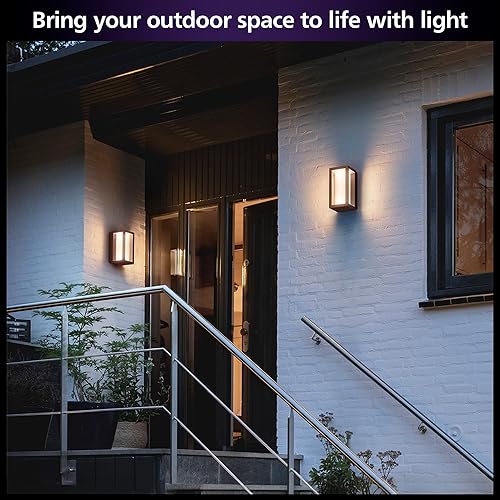 Philips Hue Impress Outdoor Wall Light (Hardwired), (6.1 x 9.4 in) White & Color Light, Voice Control with Alexa, Apple Home & Google Assistant, Bridge Required?