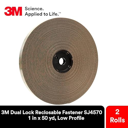 3M Dual Lock Low Profile Reclosable Fastener SJ4570, Clear, 1 in x 50 yd, Secure Interlocking Alternative to Screws and Bolts, Smooth Aesthetic, Indoor Use, 2 Rolls 1 in x 50 yd Acrylic adhesive bonds Clear 2 50021200448831