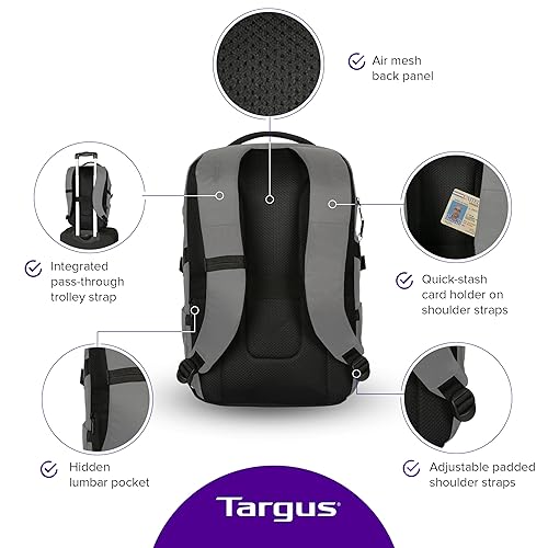 Targus – 15-16” Terra EcoSmart Laptop Backpack for Computers up to 15-16” - Multi Compartment Bag for Travel, Professional Use, College, Work - TBB64904GL - Gray, Grey