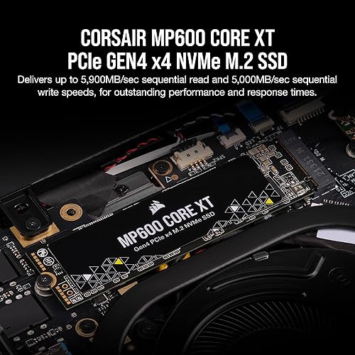 CORSAIR MP600 CORE XT 2TB M.2 PCIe Gen4 NVMe SSD – Up to 5900MB/s – QLC NAND – M.2 2280 – for PCIe 4.0 Notebooks and Desktops – Black 2TB MP600 CORE XT (Gen4)
