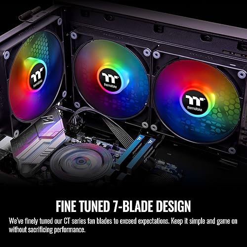 Thermaltake CT120 ARGB Sync PC Cooling Fan (2-Fan Pack), 5V Motherboard Sync, 16.8 Million Colors 9 Addressable LEDs, 120 mm Hydraulic Bearing Case/Radiator Fan, CL-F149-PL12SW-A ARGB 120mm Black