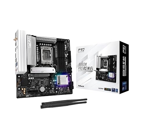 ASRock B860M Pro RS WiFi 6E Intel Core Ultra DDR5 8666 MHz 256GB M.2 LGA1851 Micro ATX Motherboard BIOS Flashback SATA3 6.0 Gb/s PCIe 5.0