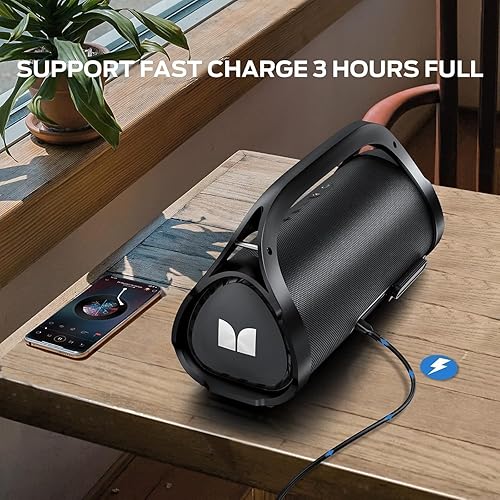 Monster Adventurer Max Boombox Bluetooth Speaker, IPX7 Waterproof Outdoor Speakers with Double Subwoofer, 100W Stereo Sound and Rich Bass, Wireless Speakers for Home, Party, Beach