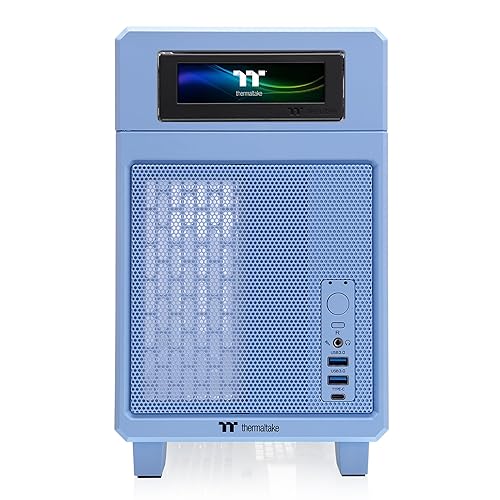 Thermaltake TR100 SFF Chassis; mITX Support; 18.9 Liters; PCIe 4.0 Riser Cable Included; 360mm GPU Clearance; 280mm Radiator Support; Removable PCIe Bracket; Hydrangea Blue; CA-11A-00SFNN-00