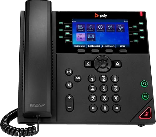 Poly VVX 450 IP Phone - Corded - Corded - Wall Mountable, Desktop - Black - VoIP - 1 x Network (RJ-45) - PoE Ports