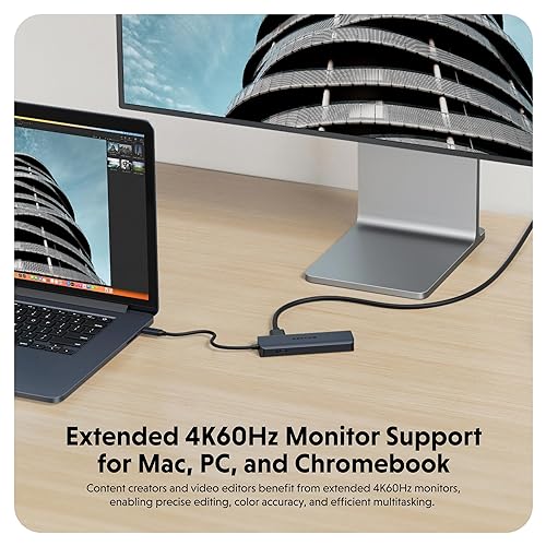 HyperDrive Next 6 Port USB-C Hub, Portable Travel Essentials and Connectivity Solution for Creators, Video Editors, Photographers, and More