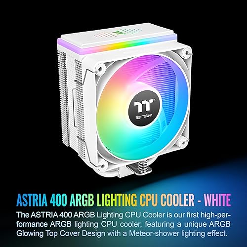 Thermaltake ASTRIA 400 ARGB CPU Cooler; 6 Copper Heat Pipes; 120mm PWM Fan; 500~1800RPM; Single Tower; Intel/AMD; 230W TDP; White; CL-P138-CA12SW-A