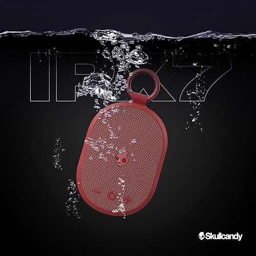 Skullcandy Kilo Wireless Bluetooth Speaker - IPX7 Waterproof Mini Bluetooth Speaker with 24 Hour Battery, Downward Firing Passive Radiator, and True Wireless Pairing - Perfect for Outdoor Red