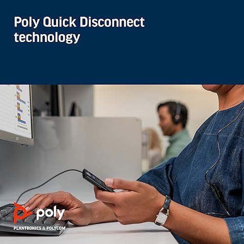 Poly - DA85M USB-A/USB-C Digital Adapter (Plantronics) - Works with Poly Call Center Quick Disconnect (QD) Headsets - Acoustic Hearing Protection - Hold & Call Answer Buttons - Optimized for Teams