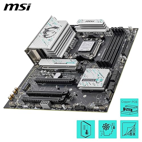 MSI B850 Gaming Plus WiFi Gaming Motherboard (AMD Ryzen 9000/8000/7000 Series Processors, AM5, DDR5, PCIe 4.0, M.2, SATA 6Gb/s, USB 3.2 Gen 2, HDMI/DP, Wi-Fi 6E, Bluetooth 5.3, 2.5Gbps LAN, ATX)