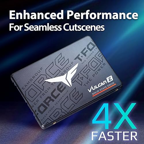 TEAMGROUP T-Force Vulcan Z 256GB SLC Cache 3D NAND TLC 2.5 Inch SATA III Internal Solid State Drive SSD (R/W Speed up to 520/450 MB/s) T253TZ256G0C101 256gb Vulcan Z