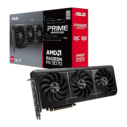 ASUS Prime Radeon™ RX 9070 OC Edition Graphics Card (PCIe 5.0, HDMI/DP 2.1, 2.5-Slot Design, axial-tech Fans, Dual Ball Fan Bearings, Dual BIOS, ASUS GPU Guard) PRIME RX9070|16GB